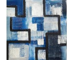 Legendarte PL-101 Tableau Géométrie en Bleu. Impression Digitale sur Toile, cm. 60x60, Lienzo, Multicolor