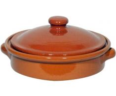 Amazing Cookware Plat Rond en Terre Cuite Naturelle avec Couvercle 20 cm