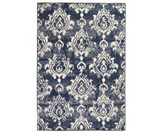 vidaXL 133004 Tapis Moderne Baroque en Tissu Beige et Bleu 140 x 200 cm