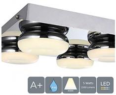 AUROLITE Plafonnier LED Moderne Chrome Poli 4 x 5W 2300LM 4000K Blanc Neutre IP44 Idéal pour Salon, Salle de Bain, Cuisine, Chambre à coucher 2018 Nouvelle édition (20)