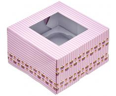 DeColorDulce Caisse pour Cupcakes C/intérieur, Carton et Papier, Rose, 15 x 15 x 1 cm
