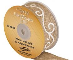 Eleganza 38 mm x 10 yd en Filigrane Open Tressé Jute Rouleau de Papier dimpression Blanc