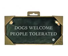 Magnet & Steel Aimant et Acier Dogs Welcome People Tolerated-Slate Paysage, Pierre, Gris, 22.5Â x 0.5Â x 12Â cm