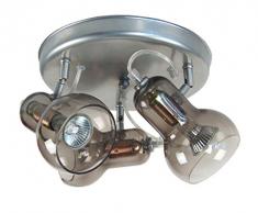 Tosel 85033 Plafonnier â Vianne Tôle Acier, Peinture époxy, Verre soufflé, E14, 100 W, Fumée