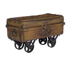 Stylla London Antique Vintage Rustique Décor Coffre de Rangement avec Roues, Bois, Marron, 20 x 18 x 18 cm