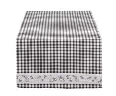 Clayre & Eef LIF64 Chemin de Table 100% Coton Gris/Blanc 50 x 140 cm