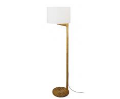 Tosel 51460 Lampadaire Bois/Abat Jour Tissu, E27, 40 W, Blanc, 40 x 168 cm