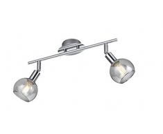 Reality Leuchten Brest Plafonnier en métal et verre 5 ampoules E14 2 spots chrom