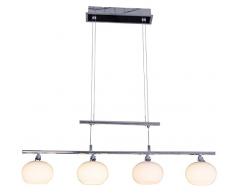 Naeve Leuchten Suspension LED, 4 ampoules, métal, chrome, 17 W, 82 x 82 x 150 cm