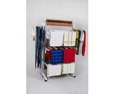 HERZBERG HG5015 - Séchoir multifonctions - 20 M détendage - Muni de 2 porte cintres - Blanc crème