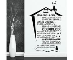 WALPLUS Stickers muraux règles de la Maison â Italien Amovible Autocollant Affiche Murale Art Home Salon Cuisine Bureau Décor Restaurant Café Hôtel Décoration, Noir
