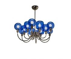 SP Light and Design Diva Suspension 12 B + R, Structure Or, Verre Bleu Lampe 4 W
