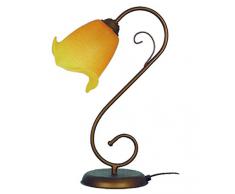 Tosel E0062 Lampe de Table - Garda Tôle et Tube Acier Peinture époxy, Verre dégradée, E14, 60 W, Marron