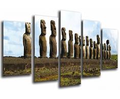 Tableau Moderne Photographique, Impression sur bois, Statues de paysages naturels Cabezas, Isla Pascuas, Plage, 165 x 62 cm, ref. 27099