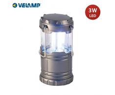 Velamp IC207 Lanterne LED 200 lumens. Lampe de Camping exctensible, compacte. Peut Etre Suspendue, Super Lumineuse pour randonnÃ©e, PÃªche Trekking, Plastique, Gris