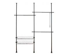 Wenko Système Télescopique Herkules Duo Système de Rangement Individuel avec 3 Tringles et 2 Corbeilles pour Penderie Accessible 215 x 300 x 38 cm, Acier, Noir, 164-215 x 165-300 x 38 cm