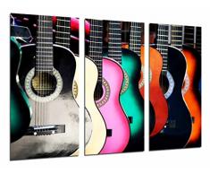 Tableau Moderne Photographique, Impression sur bois, Guitares de couleur espagnole, Flamenco, 97 x 62 cm, ref. 26744