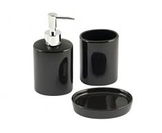 Home Roxie Set de Salle de Bains, Faience, Noir
