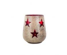 EUROCINSA RÃ©f. 27251 Photophore Ã©toile en Cristal Krinkle Or 13 x 15 cm 1 unitÃ©, Rouge/dorÃ©, Taille Unique.