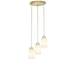 Brilliant 23073/50 Nature Suspension avec 3 Lumières, Verre, E27, 60 W, Bois/Blanc