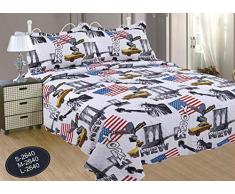 ForenTex Couvre-lit pour lit 240 cm L-2640 rÃ©versible imprimÃ© Cousu pour Printemps/Ã©tÃ© Gris 240 x 260 cm