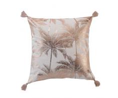 COUSSIN POMPONS 40x40 CM COTON RECYCLE IMP. METAL. PALMY SHINE OR ROSE DES PLACE