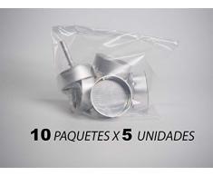 Sanfor 75015 Boite 50 Entonnoir Cafetière Aluminium O.L. 9 tasses en vrac (10 paquets de 5 unités), argentées