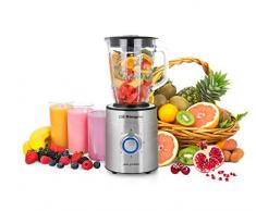 Orbegozo BV 12000 Mélangeur de table avec 5 vitesses Plus Turbo, 1250 W de puissance, Moteur professionnel AC à Haut rendement, Argent