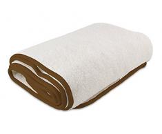 BEPER Scaldaletto Matrimoniale in Lana Sintetica Dolly Chauffe Lit Double en Laine, Blanc et Marron, 160x140 cm