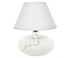 Signature Home Collection CO-106-BR+CO-SI-A215 Lampe de table en verre avec abat-jour en tissu Transparent (pied)/blanc (abat-jour) 40 x 40 x 41 cm