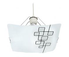 Tosel 11921 Suspension â Manon, Verre sÃ©rigraphe, Monture tÃ´le Aluminium Peinture, E27, 100 W, Mat