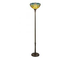World Art TW60478 Lampes Style Tiffany Lampadaire libellule, Multicolore, 181 x33x33 Cm