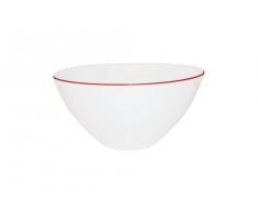 Canvas Home Ltd C37-BWL-SM-RL Lot de 4 bols en toile avec bord rouge Porcelaine