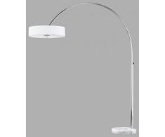 TRIO, Lampadaire, Perez 3xE27, max.60,0 W Tissu, Blanc, Corps: metal, Chrome L:50,0cm, H:200,0cm, P:170,0cm IP20,Interrupteur pied,Hauteur réglable