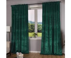 Gardinenbox Milano Lot de 2 Rideaux occultants en Velours avec Passants et Passants occultants 100% Polyester Vert 280 x 135 cm