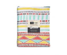 TED BED Parure de lit en Satin de Coton avec 4 Bandes dÃ©thane et 1 Feuille Plate, 1 Housse de Couette, 2 taies doreiller, 220 x 240 cm