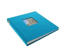Goldbuch Album Photo avec Découpe, Bella Vista, 30 X 31 Cm, 60 Pages Blanches avec Intercalaires En Verre, Lin, Turquoise, 27893