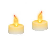 Bougie LED flamme jaune lot de 2 bougie de table électrique mariage déco fête piles, blanc