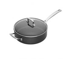 Le Creuset, Sauteuse en Aluminium Forgé avec Couvercle, à 26 cm, Sans PFOA, Compatible avec Toutes Sources de Chaleur (y Compris Induction), Anthracite/Argenté