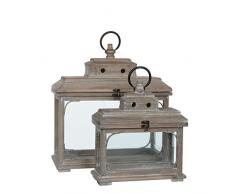 MICA Decorations Lot de 2 lanternes Marron L41,5 x l 17,5 x H 44 cm
