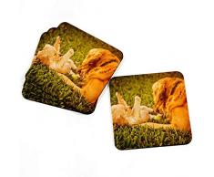 Big Box Art Lot de 4 Dessous-de-Verre pour Boissons avec Golden Retriever Dog and Chiot Art Design Print DÃ©coration de Cuisine Artistique Table et Bar pour thÃ©, cafÃ©, vin, Multicolore, 9 x 9 m