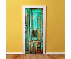 Wallflexi Porte Vintage Bois Décoration Murale Art Stickers muraux Salon Chambre denfant Restaurant Hôtel Café Bureau Décor Amovible Autocollant Stickers, Vinyle, Multicolore, 200 x 88 x 0.03 cm