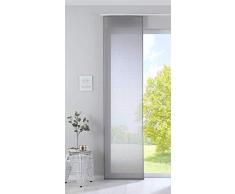 BoÃ®te Ã Rideaux en Voile de Coton Semi-Transparent avec Panneau et Barre de lestage, Polyester, Gris, HxB 254x60 cm