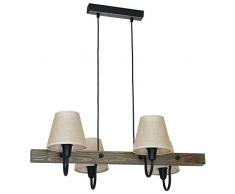 Homemania HOMAX_4512 Lampe Ã Suspension Gru Noir, Gris MÃ©tal Bois, Tissu 72 x 56 x 80 cm