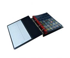 PELLERS Album pour 186 monnaies. Classeur M. 10 feuilles, pochettes 27mm x 27mm, 35mm x 40mm, 46mm x 50mm, 68mm x 72mm. Idéal pour les pièces de taille mixte.