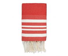 Moorish Idol - Fouta Nid dAbeille Lurex- 100cm x 200cm- Rouge/Argent