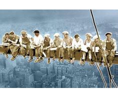 1art1 New York Poster - Men on Girder, Bleu Pop Art (91 x 61 cm)