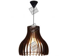 Suspension E27 Max.40W Bois foncé cable PVC L.100cm Noir