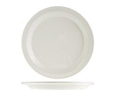 Home Rayures Plat Rond, 30 cm, Céramique, Ivoire