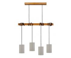 Tosel 21069 Lustre 4 Lumières, Bois/, E14, 40 W, Marron, 80 x 180 cm